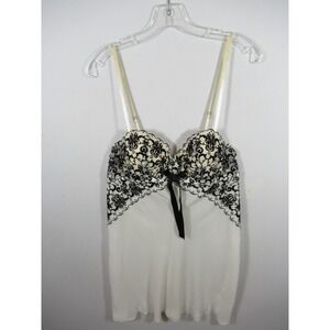 NEW Ambrielle Babydoll Chemise Women Large Flocked Underwire Black/White